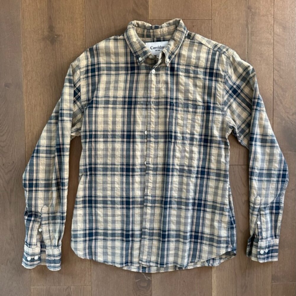 Corridor Plaid Long-Sleeve Shirt, Beige/Multi